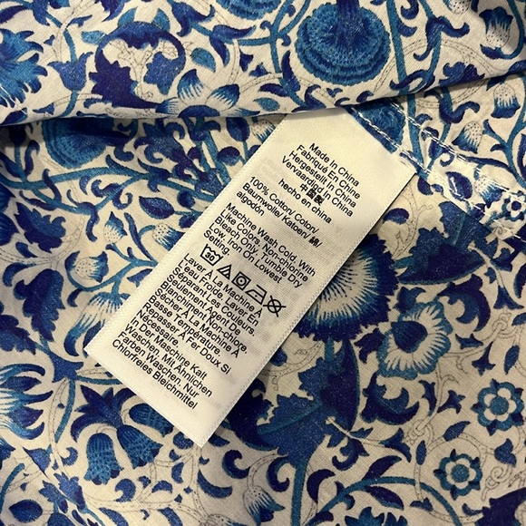 NEW! J Crew BX859 blue white Liberty print ruffle trim 100% cotton blouse M - Picture 8 of 12